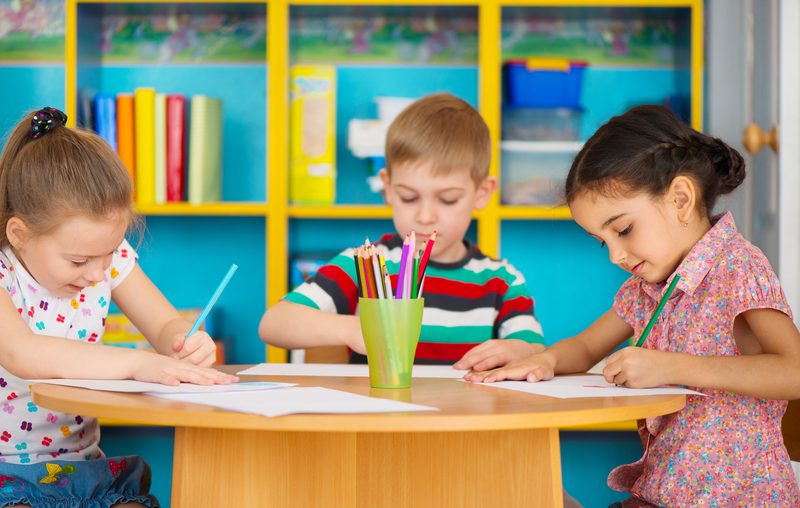 Image of children drawing at a Dunlap Private Preschool